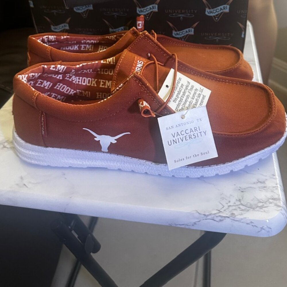 New! Mens Nate Texas Longhorns Burnt Orange Slip-On Loafers Sz 12